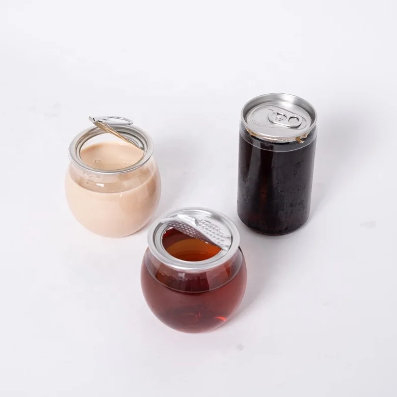 Ball shape PET food cans 200ml juice bottle plastics packing with easy opening cap
