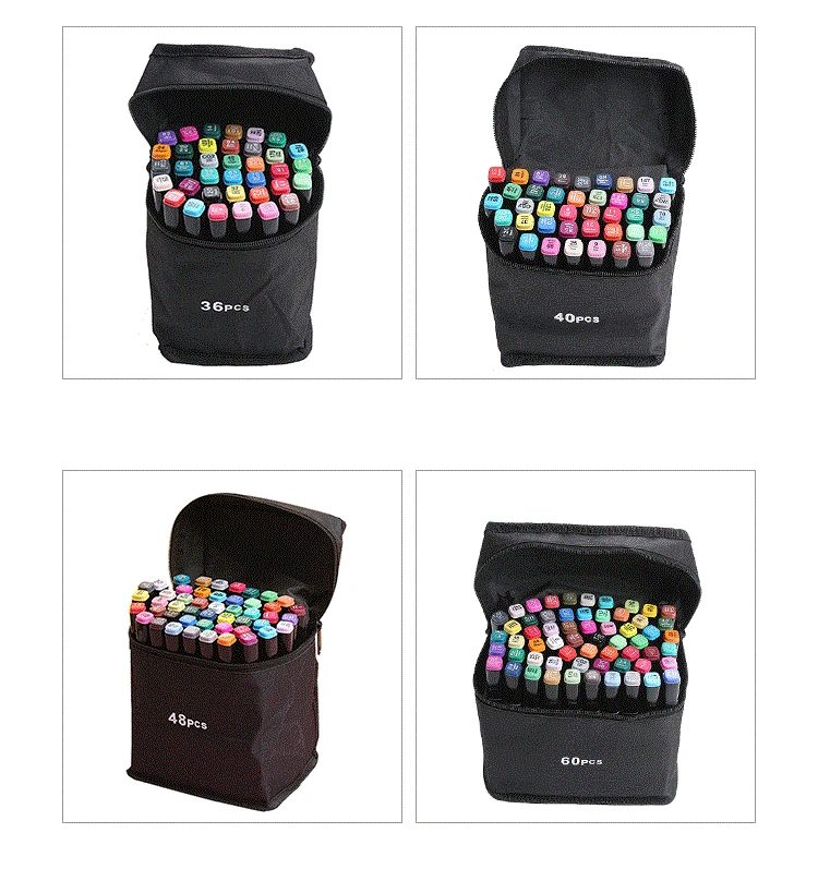 Set of 24-262 Colors Manga Brush Point Dual Tips Art Twin Markers Pen Double Ended Alcohol Art Sketch Drawing Marker Pens