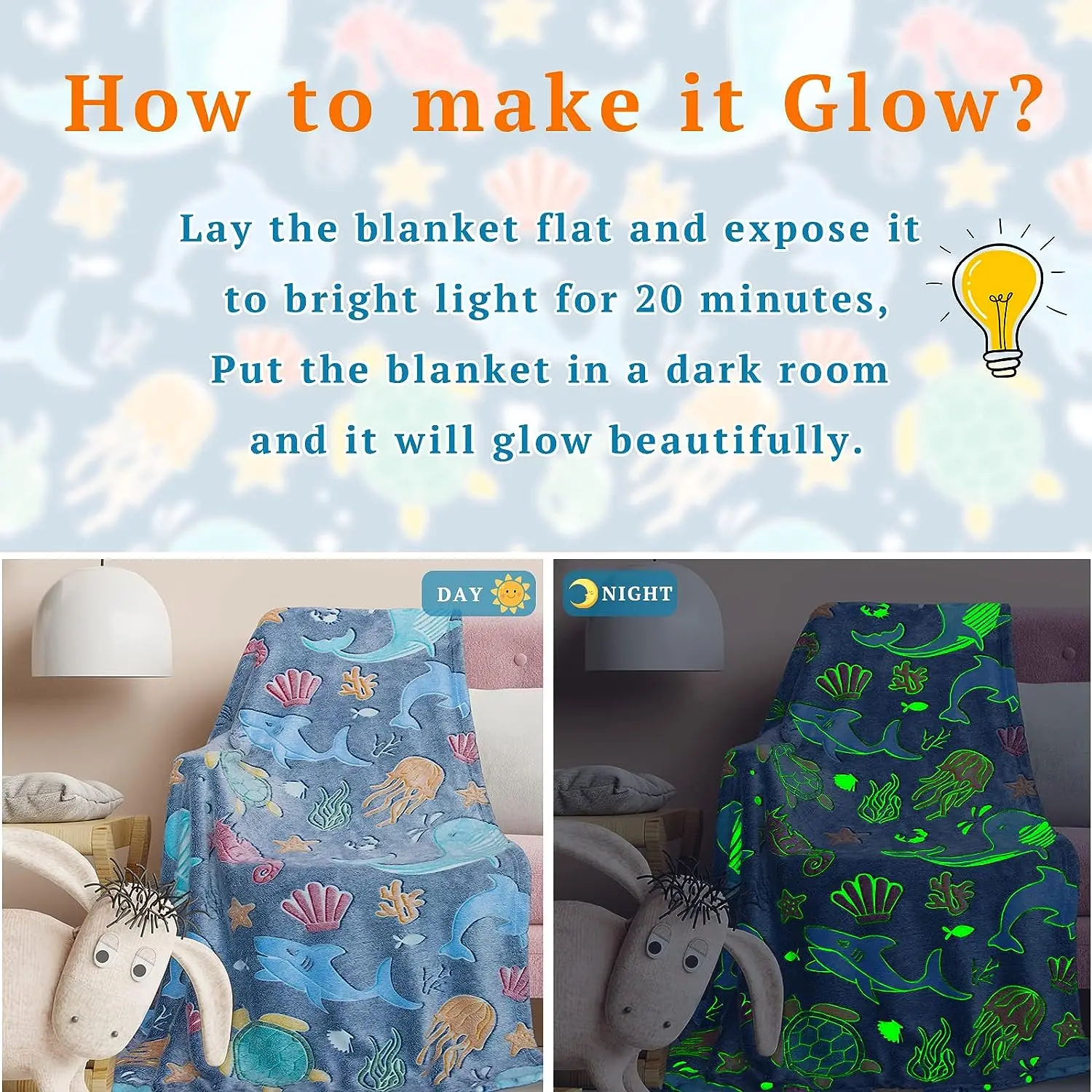 Premium Super Soft Warm Cozy Blanket Glow in The Dark Unique Birthday Gift For Kids Girls Boys Teens Throw Blanket