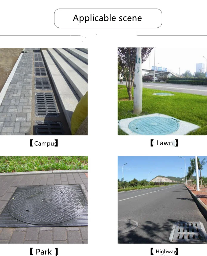 Heavy Duty Square Manhole Cover FRP composite resin Manhole Cover for Road Construction water drain