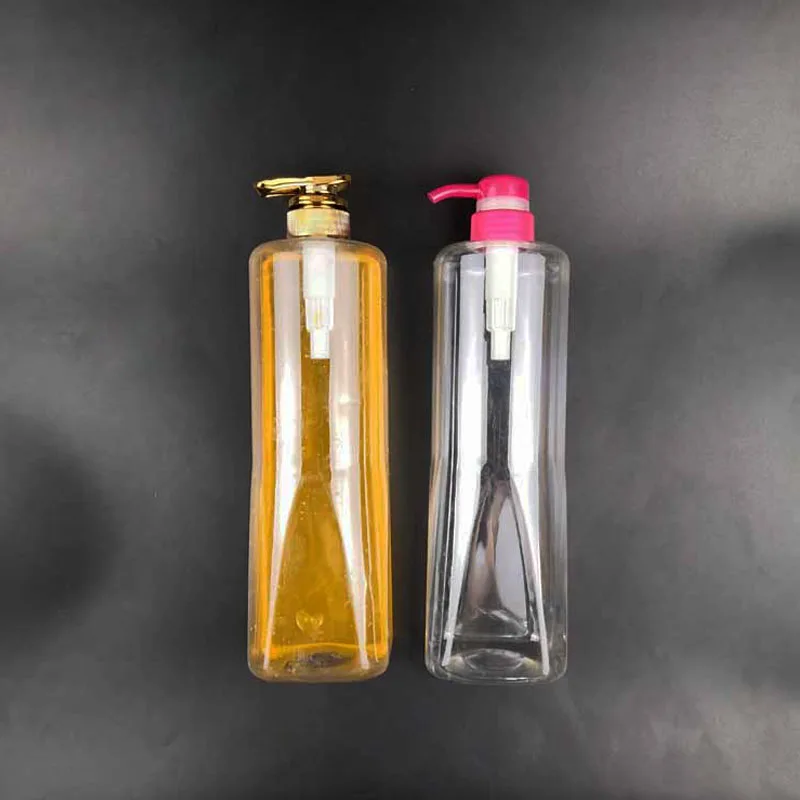 1L 33oz PET Plastic Clear Square Bottom Pump Bottles for Shampoo Shower Gel Conditioner Bottle Bath Cream Packaging