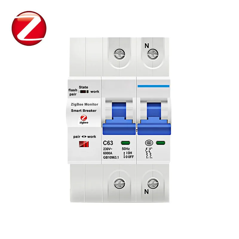 Беспроводной умный пульт дистанционного управления tuya zigbee однофазный Электрический вакуумный автоматический выключатель воздуха регулируемый 10-63 а с измерителем