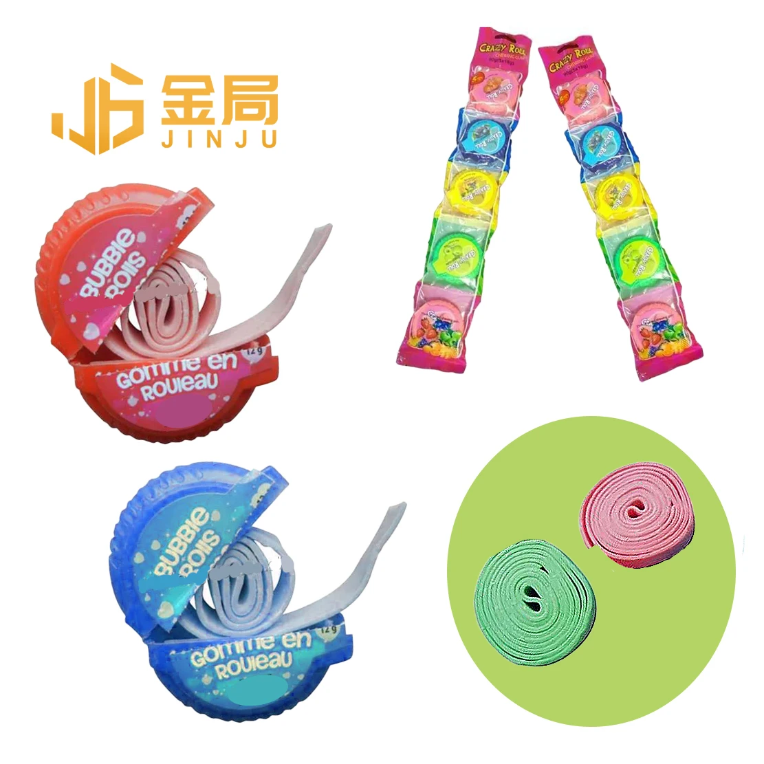 Wholesale Mixed Fruity Flavor Rollo De Chicle Bubble Rolls Chewing Roll Bubble Gum Chewing Gum