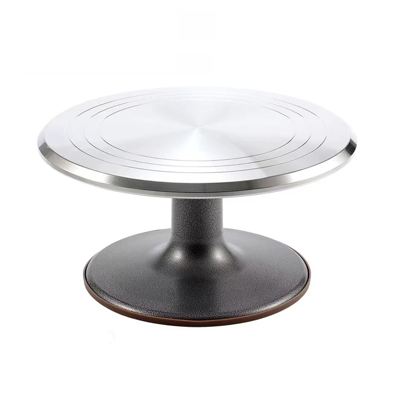 Silver Rotating Aluminium Alloy Cake Turntable Non-Slip Silicone Cast iron Base Multicolor Cake Stand For Bakery KItchenware