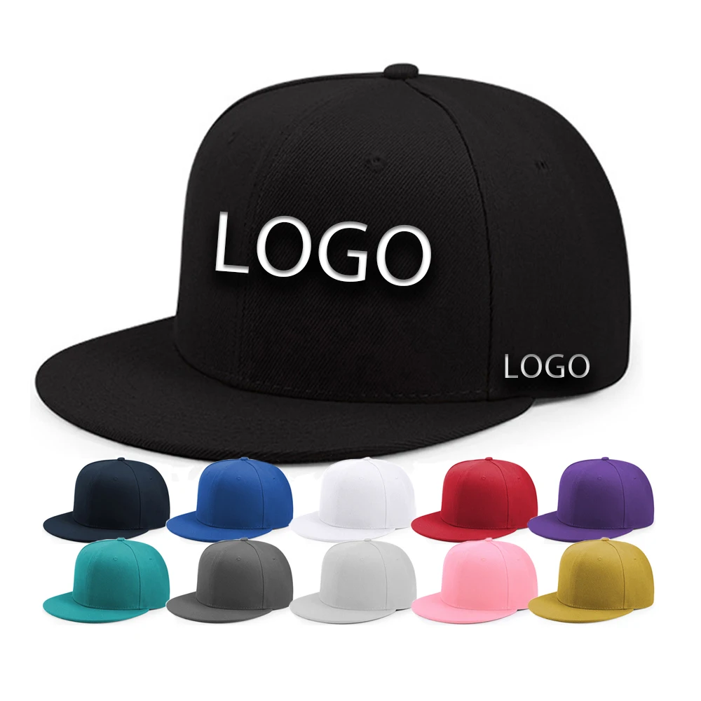 Custom Polyester Plain 6 Panel Acrylic Closed Back Gorras Cap Fitted Hat 3D Embroidery Logo Hop Snapback Cap Hat