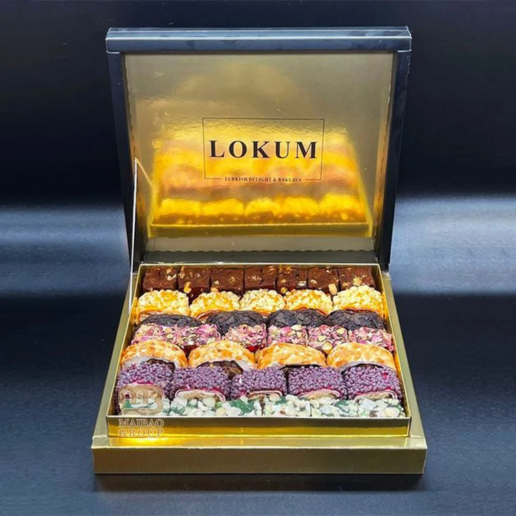 Custom Printed Luxury Pastry Assorted Baklava Packaging Boxes Arabic Sweet Box Premium Cardboard Mix Baklava Exclusive Gift Box