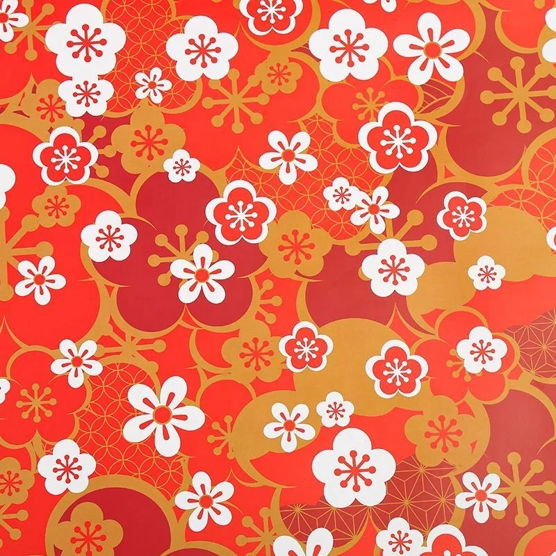Wholesale cheap spot 130gHappy Red New Year Asian plum blossom lion dance auspicious cloud New Year gift gift paper 50x80cm