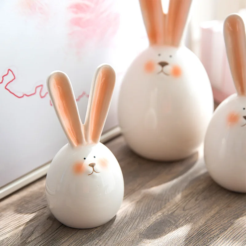 
Dropship Custom Home Decoration Accessories Living Room Colored Ceramic Rabbit Figurine 