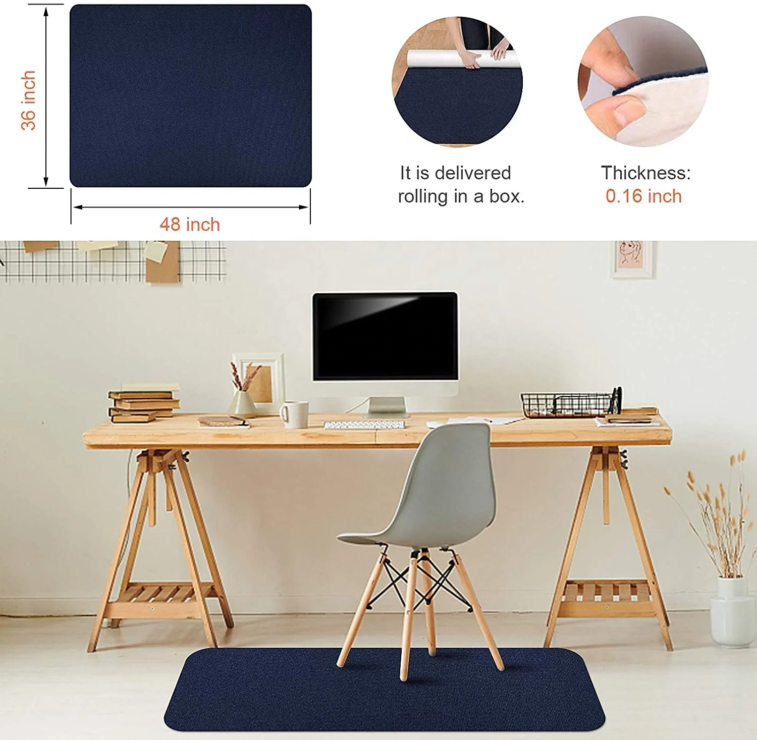 Chair Mat Self-adhesive Carpet Anti Slip Home Office Chair Carpet Mat Chair Mat for Protect floor