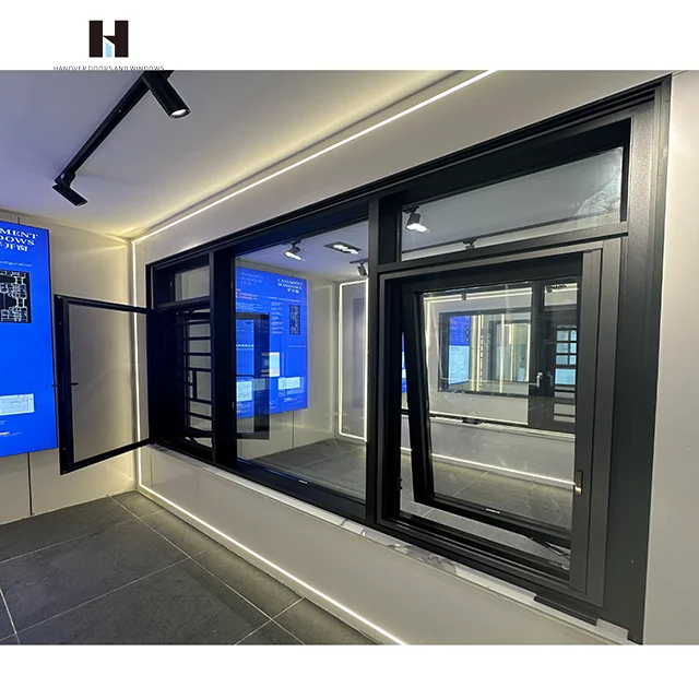 Wholesale Tilt Flip Window High Security Impact Glass Casement Window Double Glazing Aluminum Frame Window   For Balcony