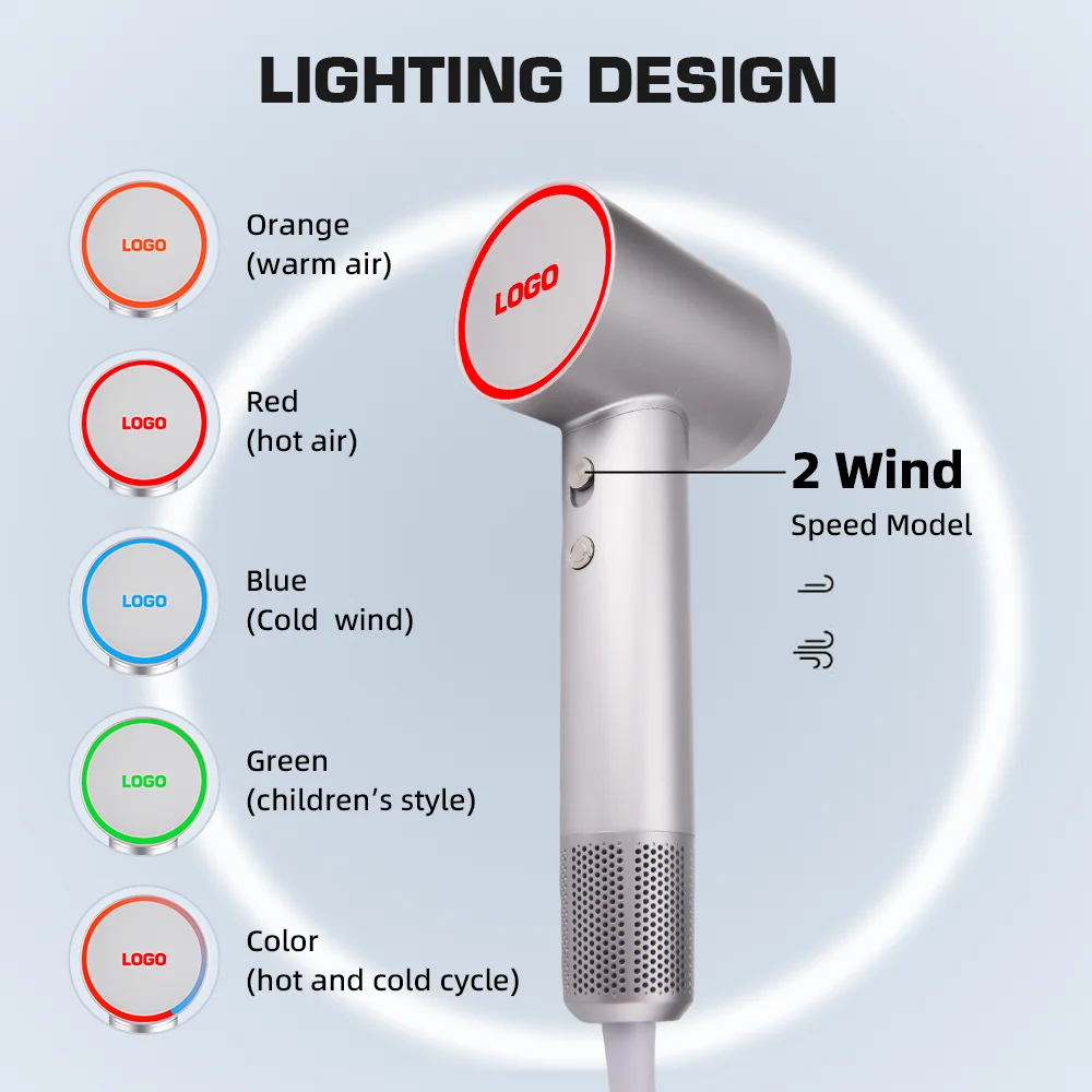 PRITECH 5 Temperature Mode Electric Salon Negative Ion Brushless Leafless Professional High Speed Hair Dryer 220V Ionic Drying