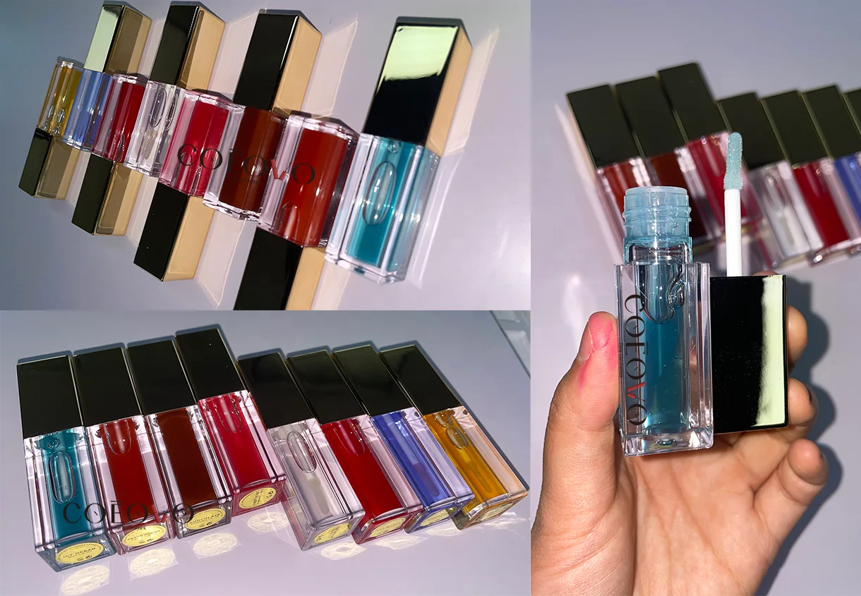 COEOVO Wholesale Custom Logo 8 Flavoring Comfort Vegan Fruit Lips Care Lip Grow Balm Oil Color Changing  Lip Oil
