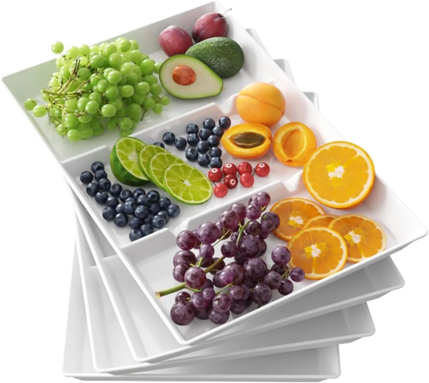 Customizable Tray Divided for Party Supplies Christmas Plastic Platters plates for Snack Fruit Cookies Desserts