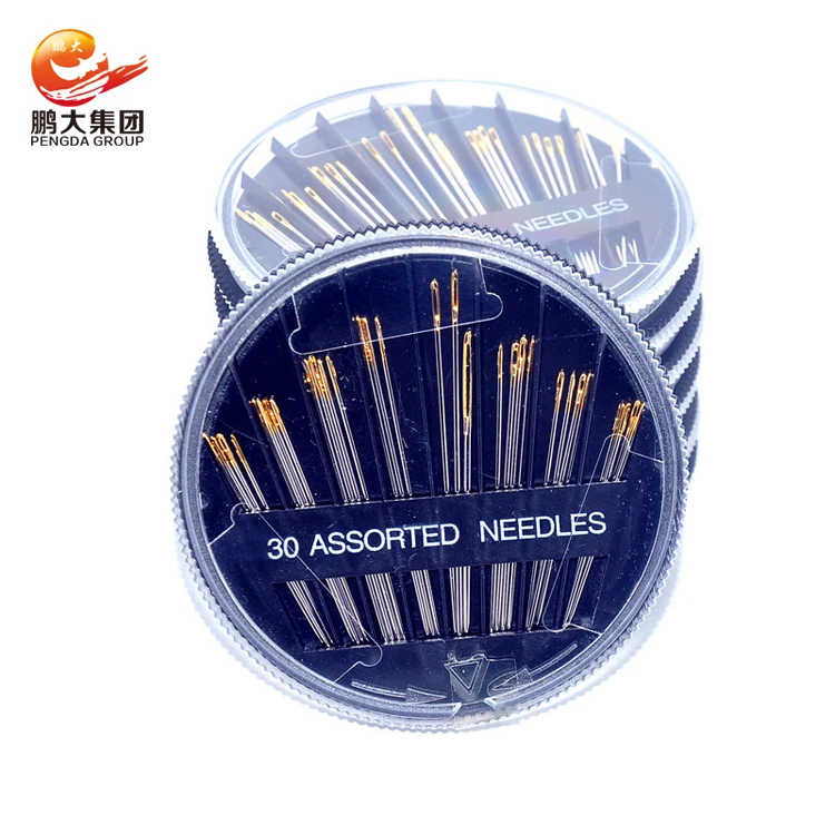  pengda 30pcs set handwork embroidery gold eye steel sewing needle with black plastic