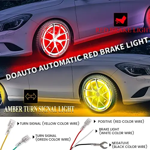 LED Dream Chasing Colors L/R turn signal and brake backlight 2-row wheel rim RF/APP flow neon strip light decoration kit