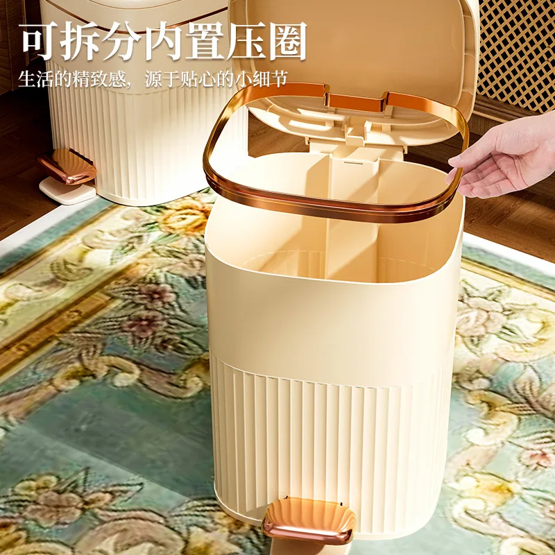 Double-opening pedal trash can with lid Luxury foot pedal trash can Large capacity covered foot-operated trash can