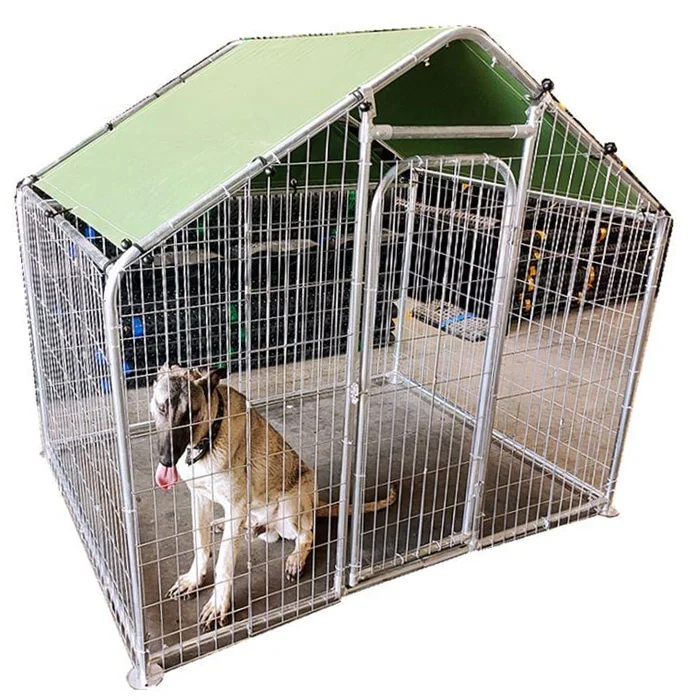 3.8mm wire mesh Large outdoor  dog cages /Dog Pen Playpen Dog Kennel house/ steel dog fence with roof& Secure Lock