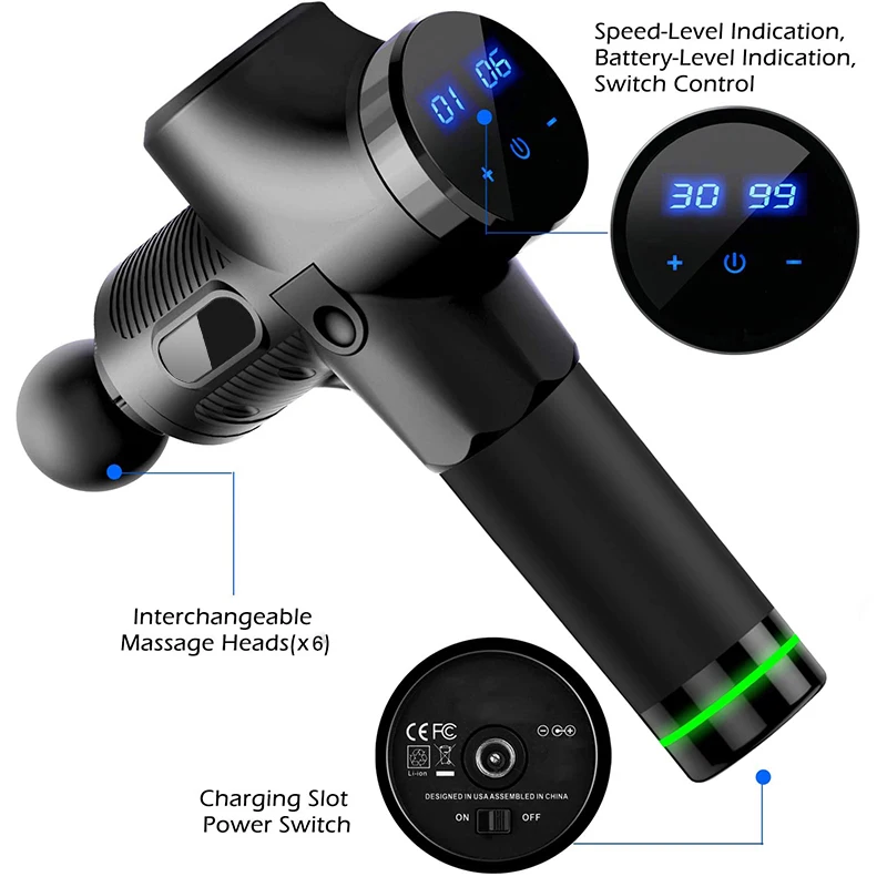 Wholesale Logo  Custom Vibration Massage Gun Fast Shipping with Lcd Screen Massager  Fascial Muscle Massage Gun