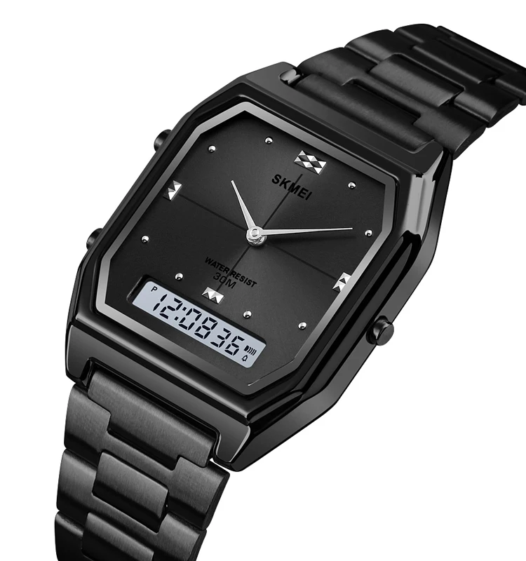 SKMEI 2258 MEN DUAL TIME WATCH SQUARE DIAL DIGITAL WATCH