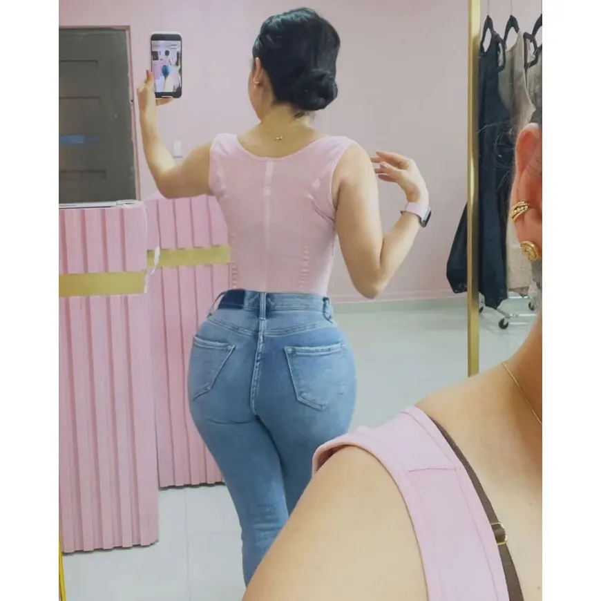 Pink Fajas Vest Fajas Colombians Girdles With Row Buckle and Zipper Postpartum Corset Waist Trainer Body Shaper For Women Sexy