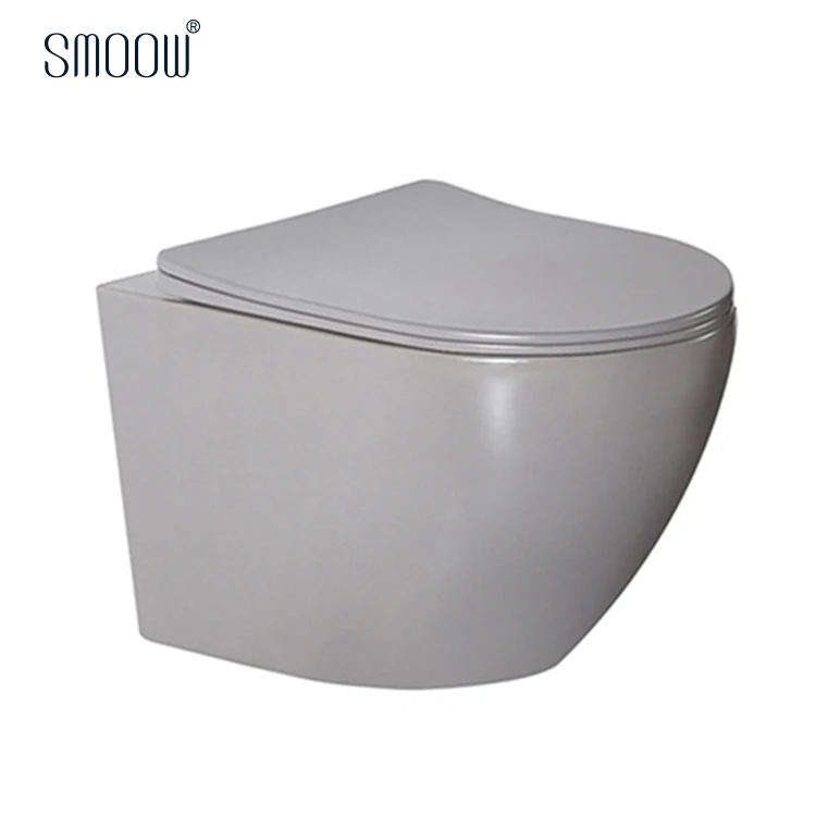 Design colored rimless washdown matt brown wall hung toilet bowl