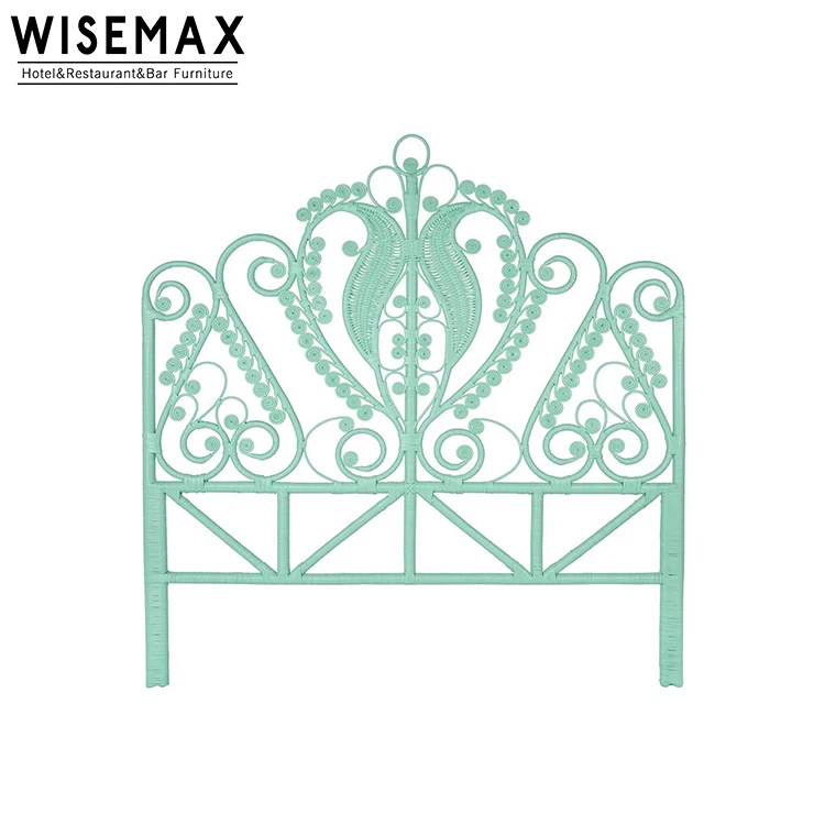 Modern Natural Style Queen Size Bed Indonesia Rattan High Headboard For Home Bedroom Double Size Bed