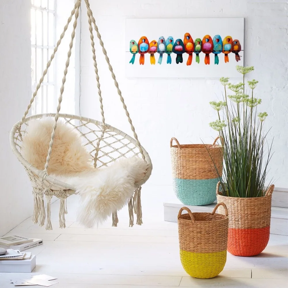 HR Swing hammock chair ,Macrame indoor swing hammock  chair for room ,white garden outdoor rope swing chair