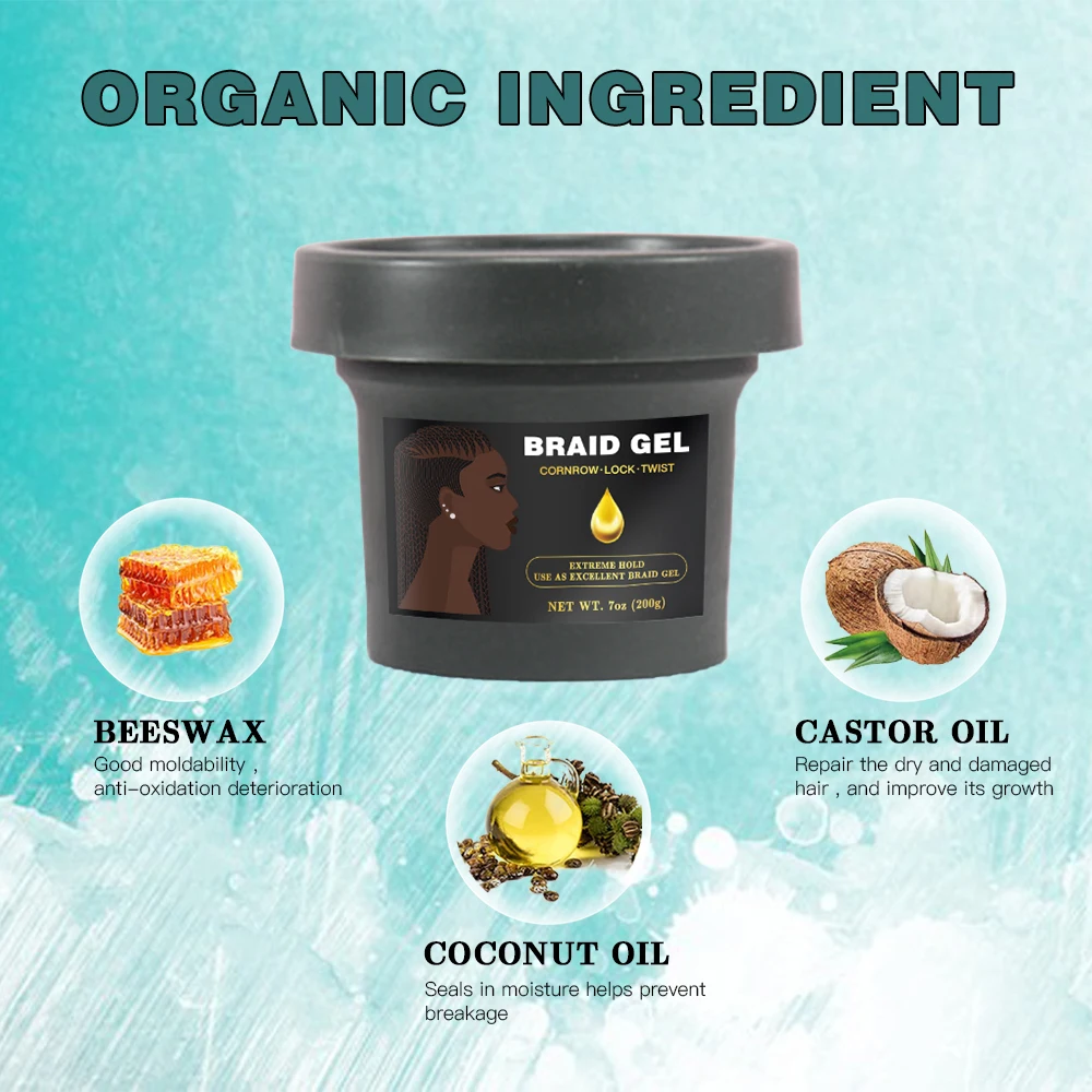 200g Shining and Conditioning Hair Gel Extra Hold All Hair Types Twisting Smooth Extra Hold Braid Hair Gel