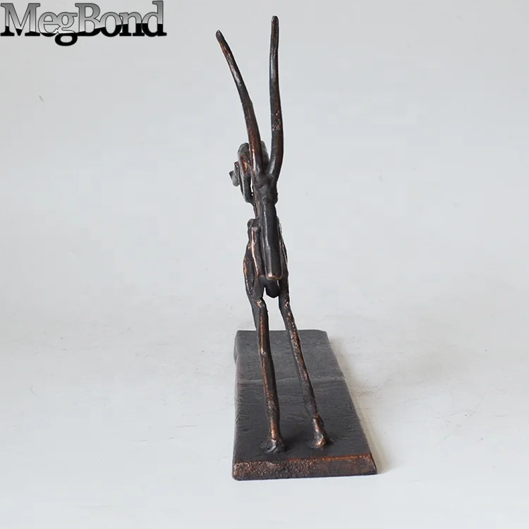 Cast iron metal animal antique brass antelope sculpture,  abstract deer figurine for home decor