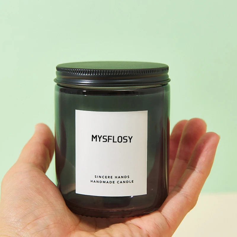 Empty 250ml Amber Matte Black Color Glass Candle Jars Luxury For Candles With Aluminum Lid