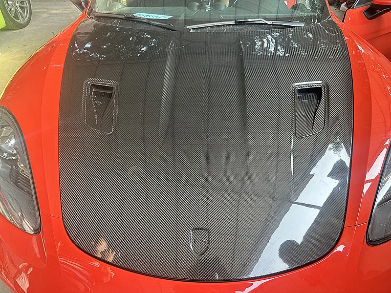 Dry Carbon Fiber PD GT4 RS Style Engine Cover Hood For Porsche 718 981 991 Upgrade GT4RS Engine Valve Cover