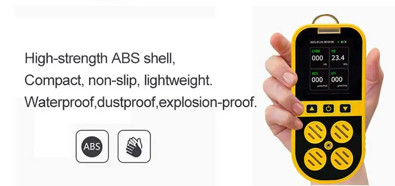 Gas Detector Rechargeable Portable 4 in 1 Gas Clip 4-Gas Monitor Meter Tester Analyzer Sound Light Shock