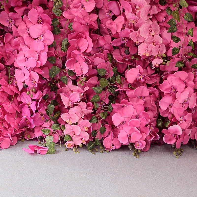 LFB2092 Custom Silk 3D Artificial Flower Wall Panels Pink Orchid Flower Wall Backdrop For Wedding Decoration