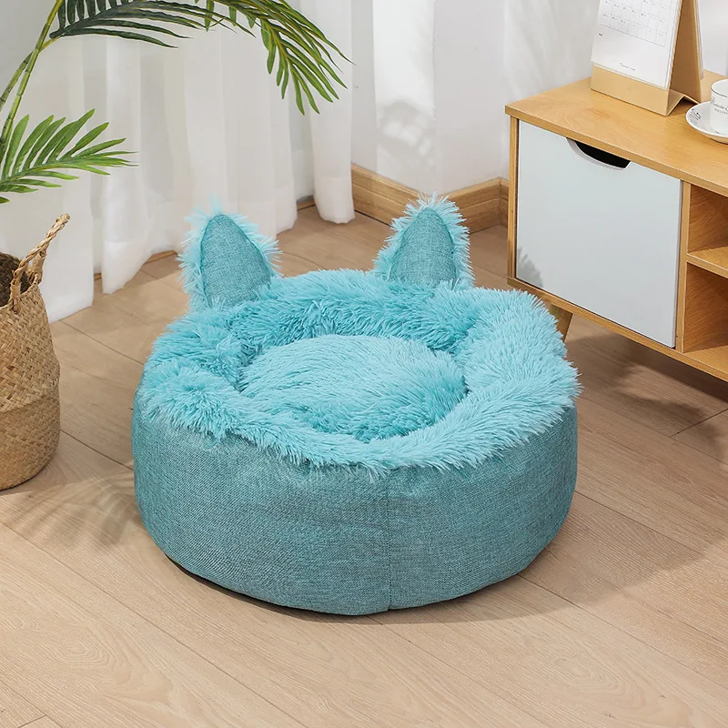 Wrapped removable mat warm winter washable faux fur cat sofa bed pet