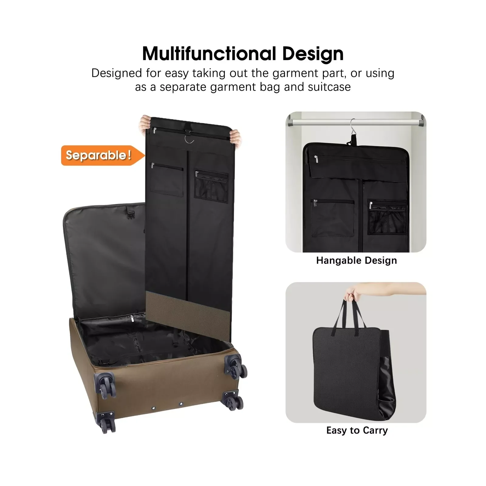 Custom premium Large 26-Inch Suitcase Wheeled Garment Luggage Bag with Locks travel Rolling Garment Bags for men and women