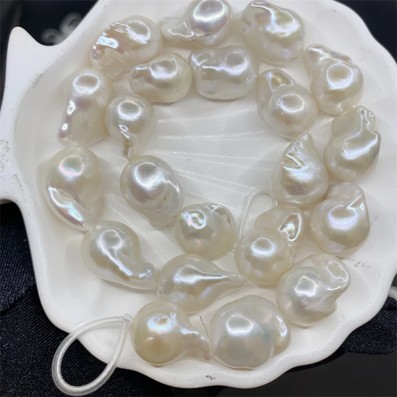 Big Size Irregular Baroque Pearl Strand 3A Quality White Color Natural Freshwater Pearl String For Jewelry Making
