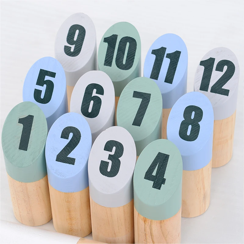 Unisex 12 Stick Number Kubb Pins Fun Rubber Throwing Dowels for Outdoor Lawn Games Kids Adults Family Garden Toy Box Packaging