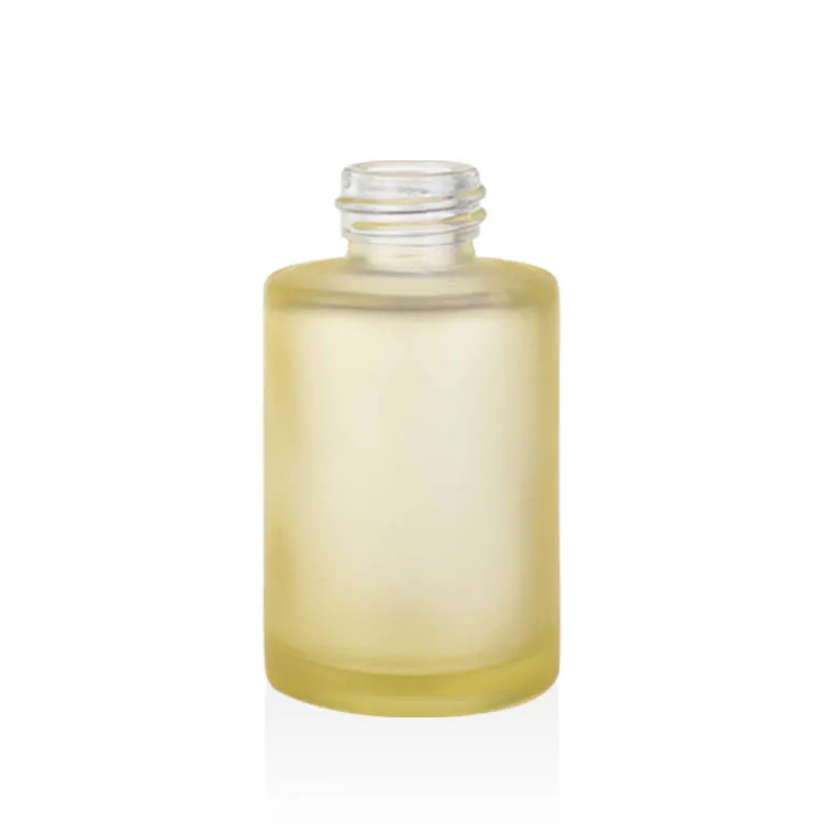 China warehouse cosmetic packaging 30ml frosted yellow liquid serum lotion foundation glass bottle serum with dropper