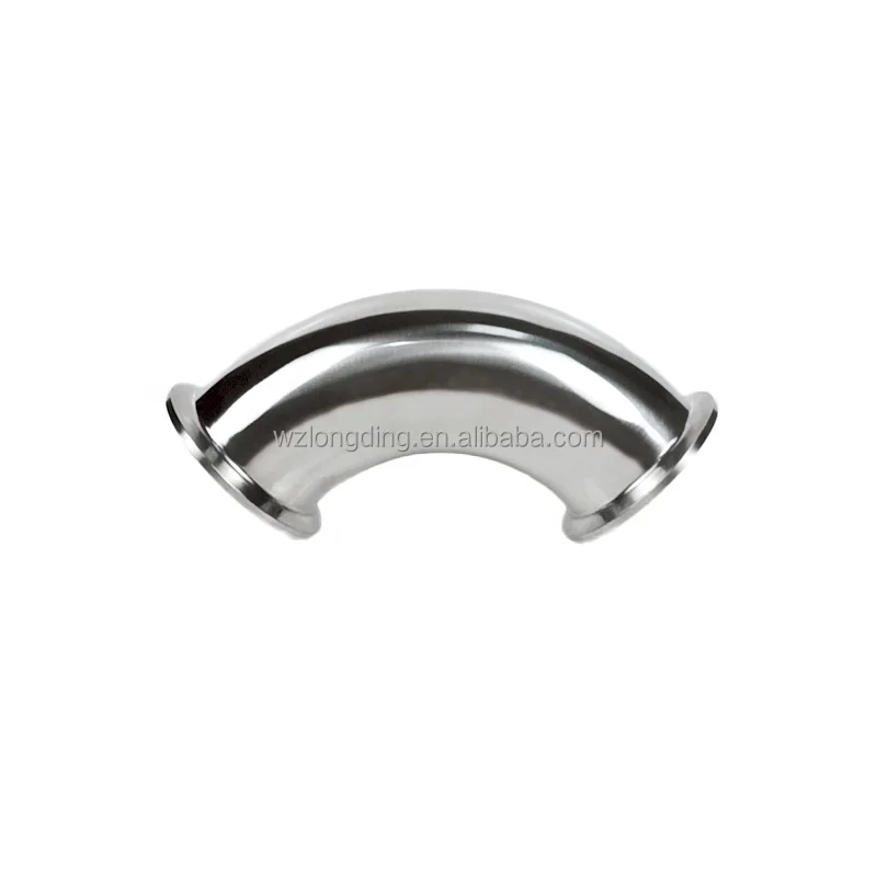 SS304 316L Food grade clamped elbow pipe connector Sanitary stainless steel 90 degree tri clamp elbow