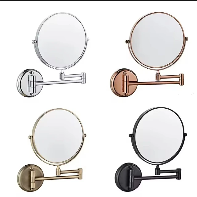 Modern 6-inch wall-mounted double-sided bathroom Vanity mirror retractable shower bathroom mirror tv mirror light