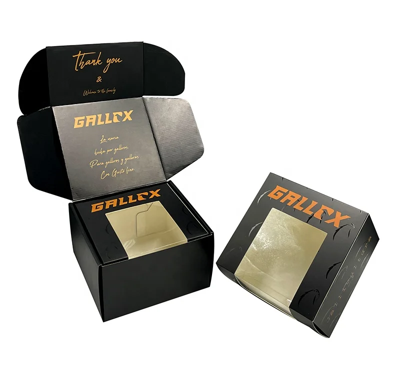 Free Sample Black Clothes Mailer Box Logo UV Custom Makeup Beauty Delivery Box Wigs Cardboard Box for Shoes Bottle Hats Packing