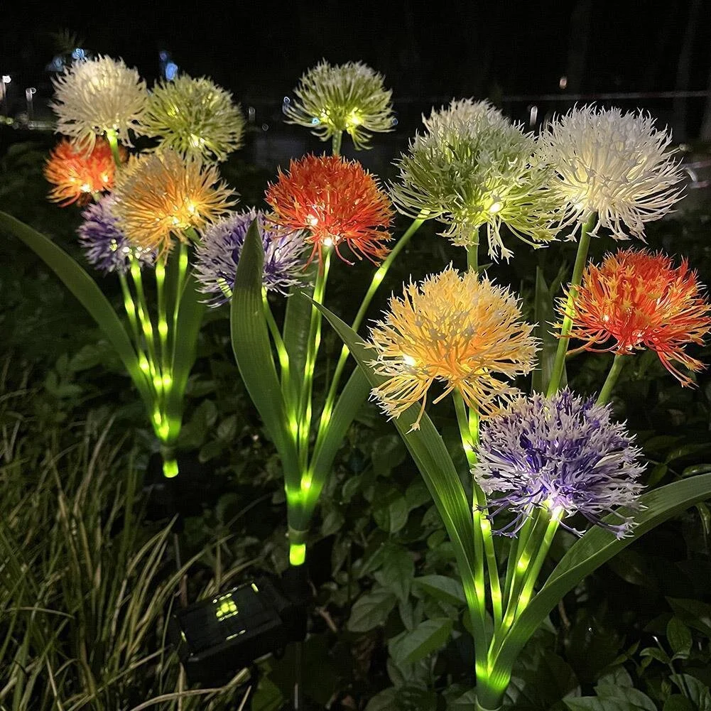 Wholesale Outdoor Colorful Solar Dandelion Garden Light With 36 Led String Lights Decorative Waterproof LED Yard Pathway Lamp