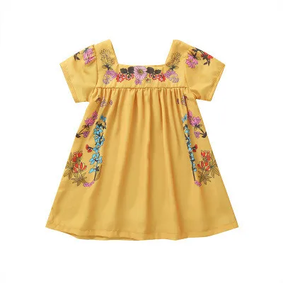 New Modern Girl Frock Design Kids Clothes Flower Dress for 2-10 Years Old Girl