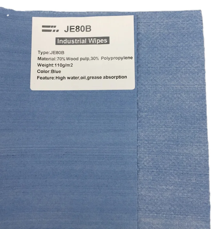 
25x30cm Dust Free Strong Oil Absorbing Enhanced Industrial Cleaning Cloth Blue Cleanroom Paper Wiper Roll 