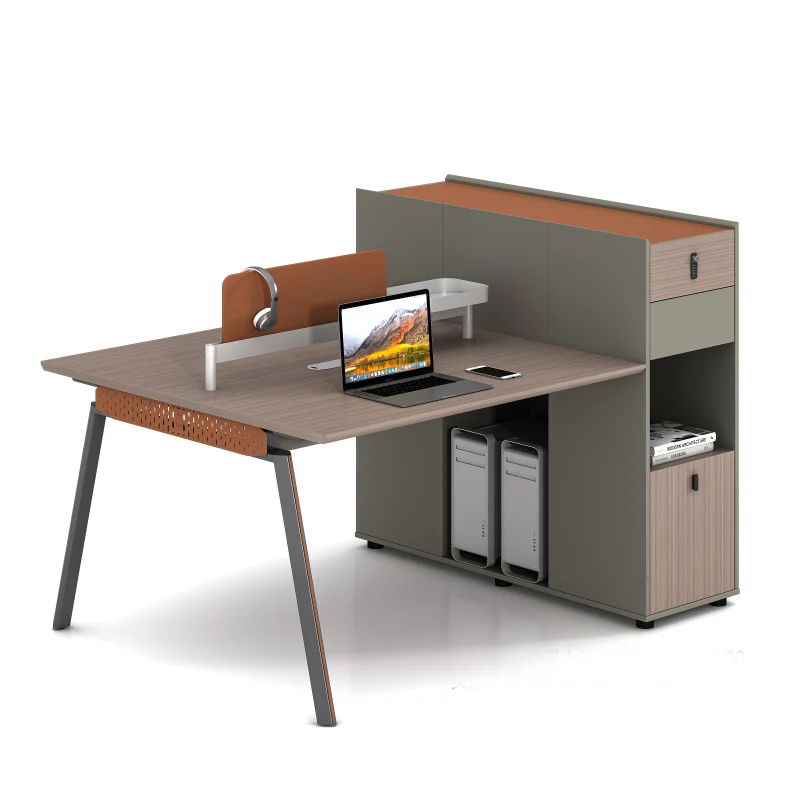 Modern 2-Seater Extendable Wooden Office Desk Modular Coworking Workstation with Open Space Design for Office Staff