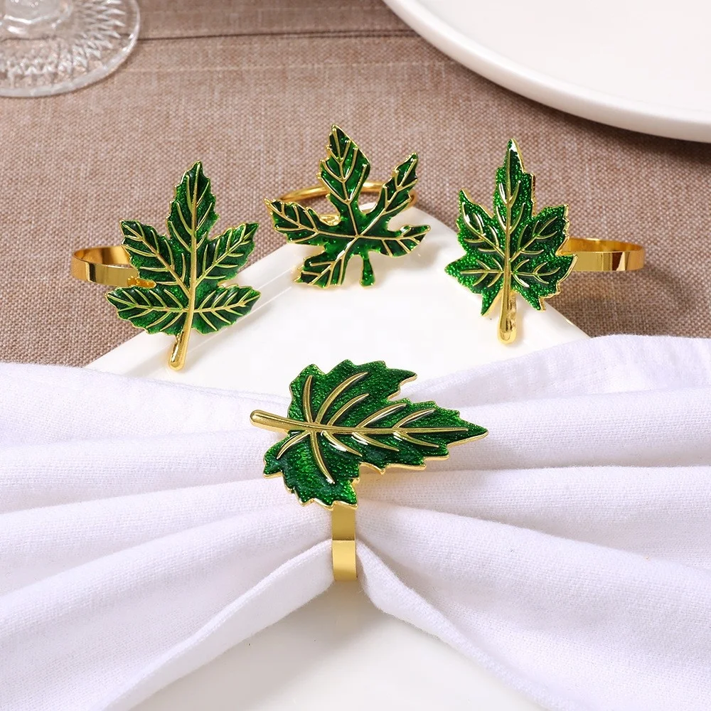 Table Decor Metal Flower Diamond Elegant Wedding Banquet Birthday Party Silver Gold Tubes Napkin Rings