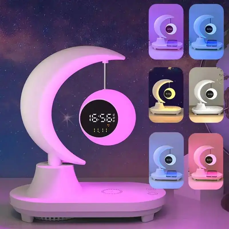 Hot Sale 2023hot Sell 3 in 1 Phone Wireless Charger Stereo BT Loudspeaker Wireless Speaker with Led Bedside Light