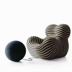 Striped Cashmere European Style Contemporary Fiber Gaetano Pesce Leisure Golden Fabric Waiting Chaise Couch Lounge ottoman Chair