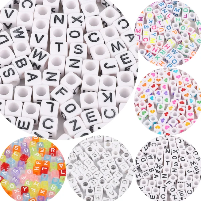 DIY beaded material early education acrylic letter set 15 kinds of letter beads plastic round square bracelet