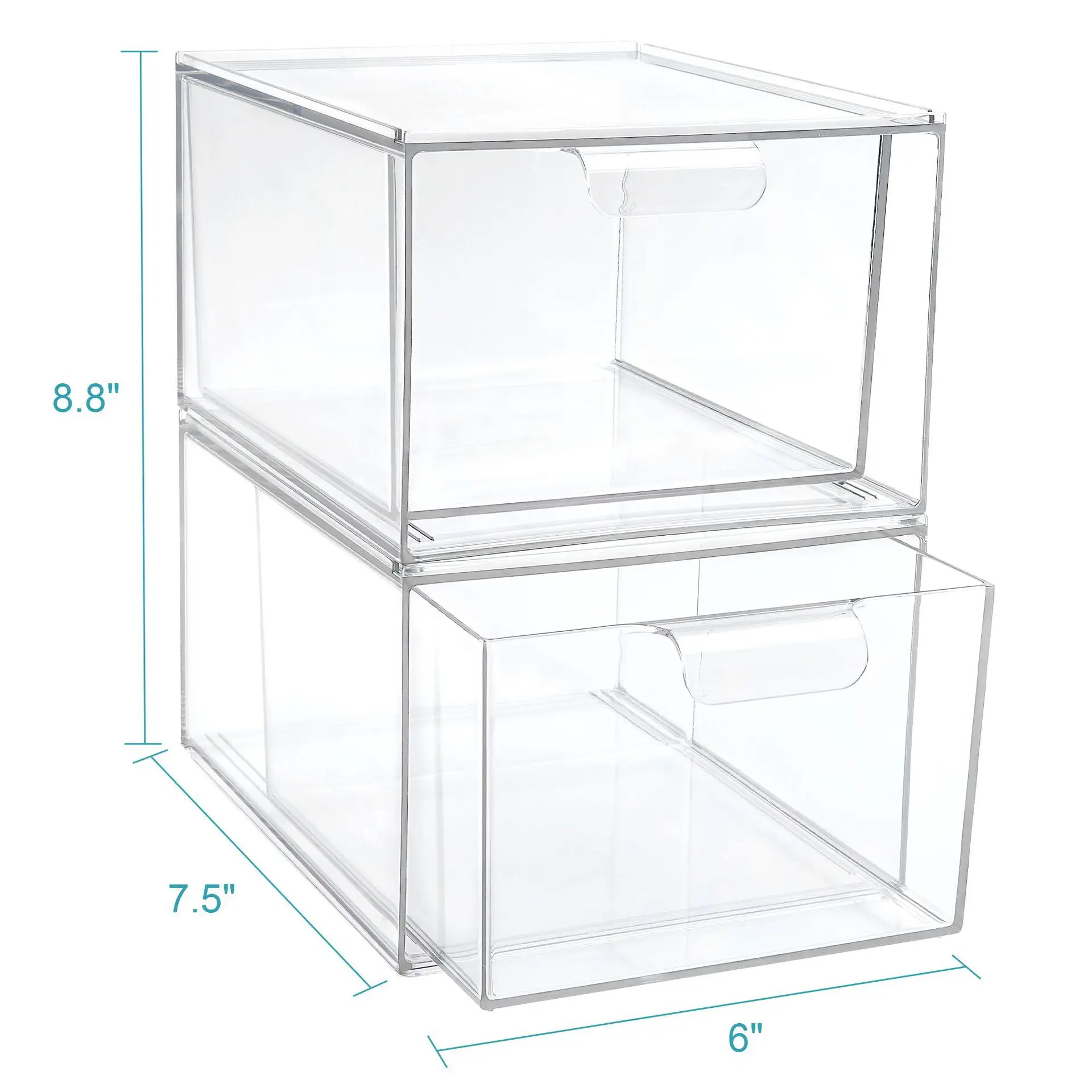 Plastic Stackable Bathroom Storage with Pull Out Bin Organizer Drawer for Cabinet or Closet Organization